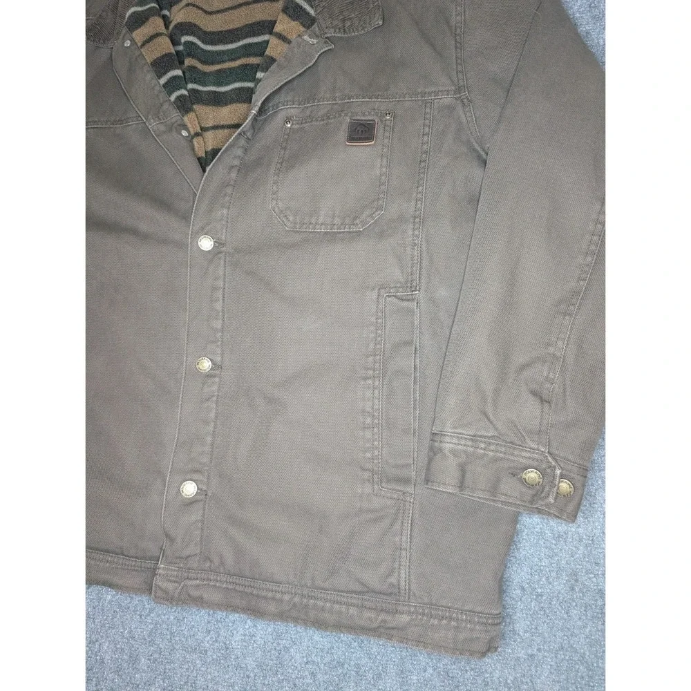 Wolverine Mens Size XXL Brown Canvas Duck Jacket Fleece Lined Torso Quilted Arms